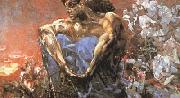 Mikhail Vrubel Seated Demon (mk19) oil on canvas